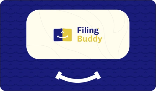 Filing Buddy logo on the brand pattern with the smile element