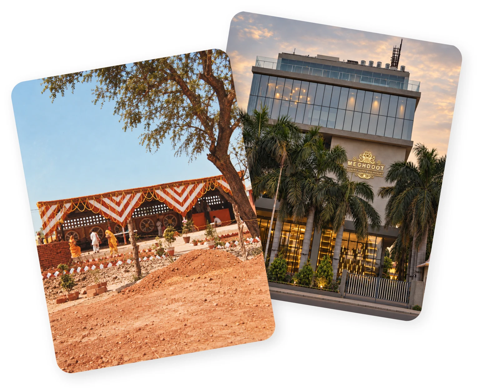 Meghdoot dhaba and hotel photography used across the two social accounts